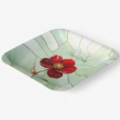 Buntglas-Rote-Blumen-Papierplatte Pappteller (Gewinkelt)