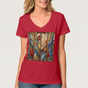 Buntglas Rote Mohnblumen Hauptmann bei Sonnenaufga T-Shirt