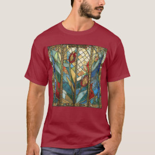 Buntglas Rote Mohnblumen Hauptmann bei Sonnenaufga T-Shirt