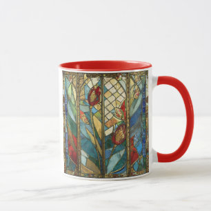 Buntglas Rote Mohnblumen Hauptmann bei Sonnenaufga Tasse