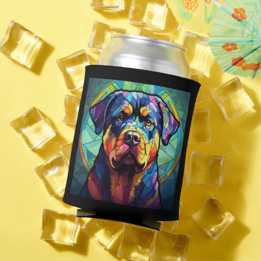 Buntglas Rottweiler Dosenkühler (In Situ Sommer)