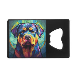Buntglas Rottweiler Geldbeutel Flaschenöffner