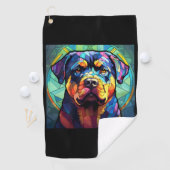 Buntglas Rottweiler  Golfhandtuch (Insitu)