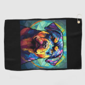 Buntglas Rottweiler  Golfhandtuch (Horizontal)