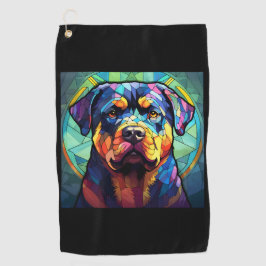 Buntglas Rottweiler Golfhandtuch
