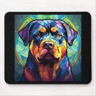 Buntglas-Rottweiler Mousepad