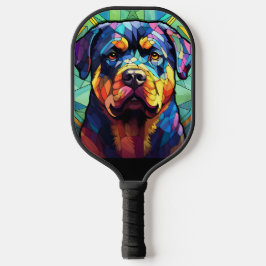 Buntglas Rottweiler Pickleball Schläger