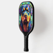 Buntglas Rottweiler  Pickleball Schläger (Links)
