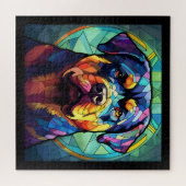 Buntglas Rottweiler  Puzzle (Horizontal)