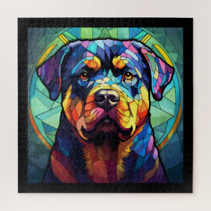 Buntglas Rottweiler  Puzzle