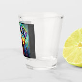 Buntglas Rottweiler Schnapsglas (Rechts)