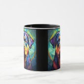 Buntglas Rottweiler  Tasse (Zentrum)