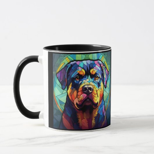 Buntglas Rottweiler  Tasse (Links)