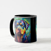 Buntglas Rottweiler  Tasse (Vorderseite Links)