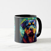 Buntglas Rottweiler  Tasse (VorderseiteRechts)