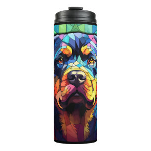 Buntglas Rottweiler Thermosbecher