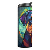 Buntglas Rottweiler  Thermosbecher (Nach links gedreht)
