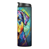 Buntglas Rottweiler  Thermosbecher (Nach rechts gedreht)