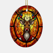 Buntglas-Rudolf-Rentier Keramik Ornament (Rechts)