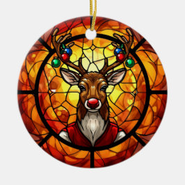Buntglas-Rudolf-Rentier Keramik Ornament