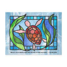 Buntglas-Schildkröten-Postkarten