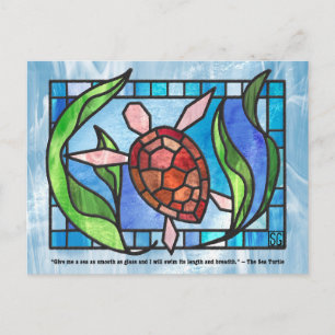 Buntglas-Schildkröten-Postkarten Feiertagspostkarte