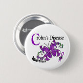Buntglas-Schmetterling2 Crohns Krankheit Button (Vorne & Hinten)