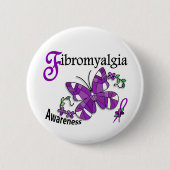 Buntglas-Schmetterling2 Fibromyalgia Button (Vorderseite)