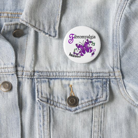 Buntglas-Schmetterling2 Fibromyalgia Button (Beispiel)
