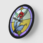 Buntglas-Schmetterling Runde Wanduhr (Winkel)