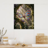 Buntglas Schmetterlingsblüte Poster (Küche)