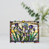 Buntglas-Schmetterlingsiris-Blumen Postkarte (Stehend Vorderseite)