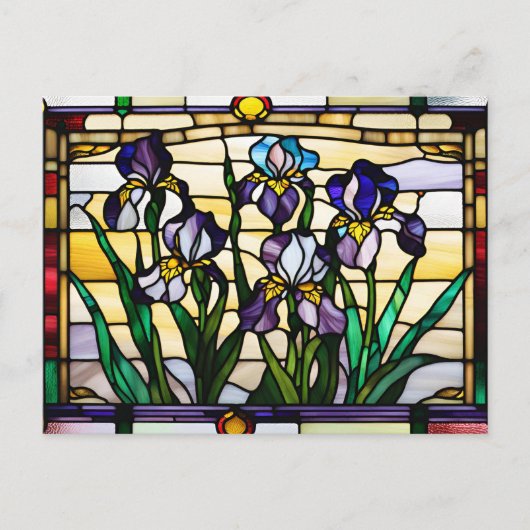 Buntglas-Schmetterlingsiris-Blumen Postkarte (Vorderseite)