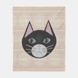 Buntglas-Schwarze Katze, Beige Fleecedecke
