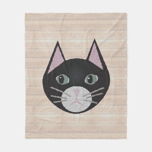 Buntglas-Schwarze Katze, Beige Fleecedecke (Vorderseite)