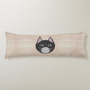 Buntglas-Schwarze Katze, Beige Seitenschläferkissen