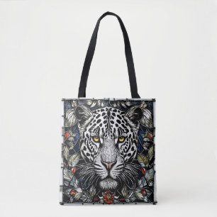 Buntglas Schwarzweiß-Leopard Tasche