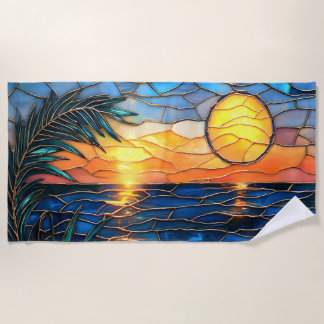 Buntglas-Sonnenuntergangs-Strandtuch Strandtuch