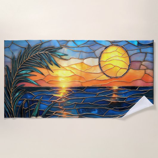 Buntglas-Sonnenuntergangs-Strandtuch Strandtuch (Vorderseite)