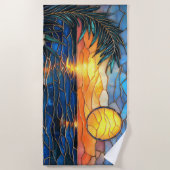 Buntglas-Sonnenuntergangs-Strandtuch Strandtuch (Vorderseite)