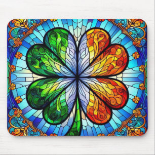 Buntglas St. Patrick's Day Irisches Kleeblatt Mousepad