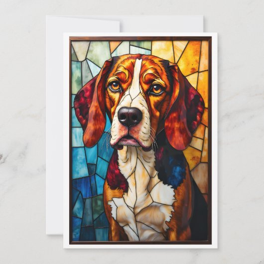 Buntglas-Stil Beagle-Hund Karte (Vorderseite)