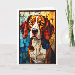 Buntglas-Stil Beagle-Hund  Karte