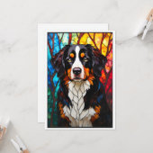 Buntglas-Stil Berner Sennenhund Karte (Vorderseite/Rückseite Beispiel)