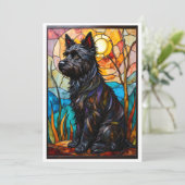 Buntglas-Stil Cairn Terrier Hund Flach Karte (Stehend Vorderseite)