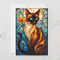 Buntglas-Stil Charmante Katze mit blauen Augen
