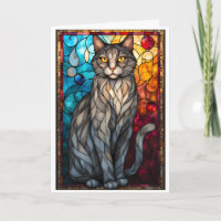 Buntglas-Stil Graue Katze