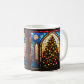 Buntglas-Stil hübscher Weihnachtsbaum  Kaffeetasse (VorderseiteRechts)