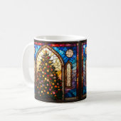 Buntglas-Stil hübscher Weihnachtsbaum  Kaffeetasse (Vorderseite Links)