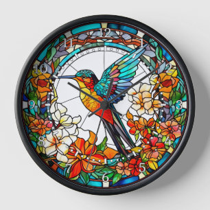 Buntglas-Stil Kolibri Uhr